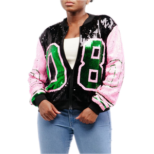 批发定制女式牛仔亮片夹克长袖秋冬 Sigma Gamma 女生联谊会服装 - Product Image 1
