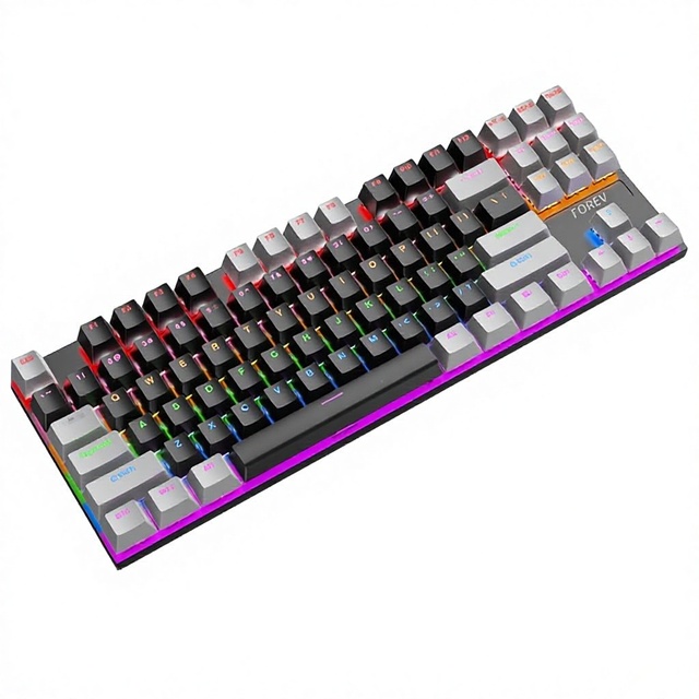 Wired 87-key Mechanical Keyboard FVQ301 Dual-tone RGB Hot-swappable Blue Switches Gaming E-sports OEM Tri-mode China Color Box
