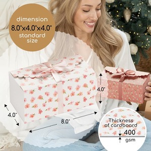 A floral <b>gift</b> <b>box</b> with a lid and ribbon, suitable for <b>small</b> <b>gifts</b> and customizable according to needs - Product Image 3