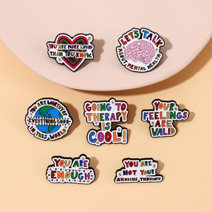 Pins de Metal Plateado con la Frase 'You Are Enough', Citas Inspiradoras Personalizadas, Esmalte Suave para Insignias con Frases Positivas, Venta al Por Mayor - Product Image 3