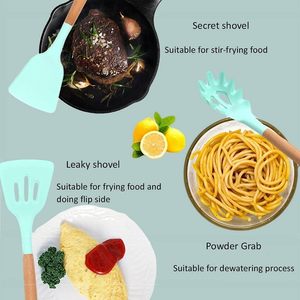 12 Pcs Baking Household Heat Resistant Food Grade Spatula <b>Shovel</b> Set Wooden <b>Handle</b> Silicone Kitchen Utensils - Product Image 5