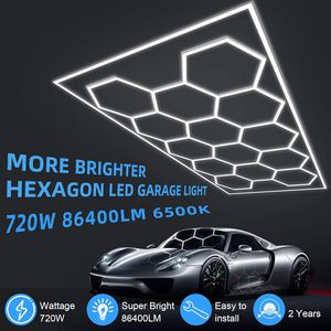 Lumière de garage hexagonale à luminosité accrue 672W, lumière LED hexagonale pour garage avec cadre rectangulaire 6000K pour garage, atelier de detailing automobile - Product Image 3