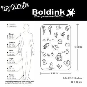 <span class=keywords><strong>Tatouage</strong></span> semi-permanent Boldink personnalisé, réaliste, mignon, motif éléphant, imperméable, longue durée (2 semaines), encre Jagua - Product Image 4