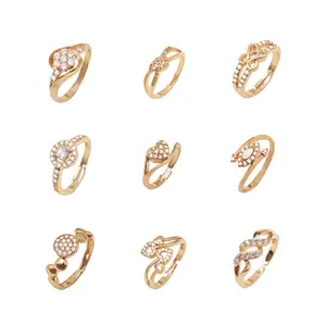 Tùy Chỉnh Đồ Trang Sức Thời Trang Brass Đồng Zircon Engagement Và Nhẫn Cưới 18K Vàng Mạ Kim Cương Nhẫn Đối Với Engagement Phụ Nữ