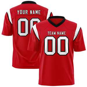 Custom <b>Red</b> White Personalized Shoulder Cut Two-<b>Tone</b> Flag Football Jersey - Product Image 1