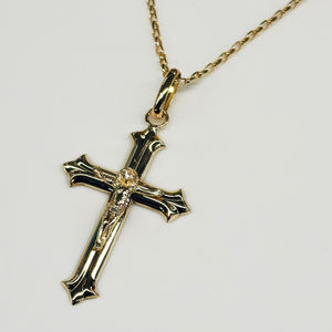 Colgante de Cruz de diseño simple de fabricante japonés joyería fina de oro de 18 quilates para mujer - Product Image 3