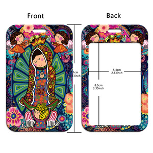 Cordón colorido de Nuestra Señora de Guadalupe con soporte para tarjeta de identificación, correa para el cuello con diseño de la <span class=keywords><strong>Virgen</strong></span> María de dibujos animados para credencial y llavero - Product Image 5
