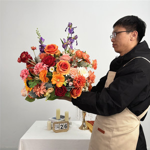 Boules de fleurs artificielles en soie DKB, grandes, roses, 45 cm, réalistes, faites à la main, décorations de table de mariage - Product Image 4