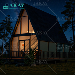 Zweistöckiges A-Rahmen-Fertighaus mit Balkon, Dreieckige Luxusvilla in Doppelschicht mit Terrassen für Fertig-Dreieckshaus - Product Image 3