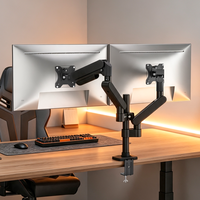 Soporte Ergonómico para Monitor con Doble Resorte de Gas, Ajustable en Altura, para Monitores de 19, 21, 25, 27 y 32 Pulgadas