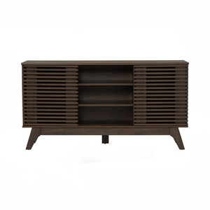 Aparador Minimalista Color Nogal FLORO de 1.4M, Mueble Buffet de Perfil Bajo y Elegante para Comedor Moderno y Almacenamiento en Apartamentos - Product Image 1