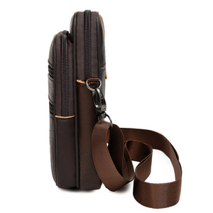 Novos Produtos em Alta 2026 Bolsa Transversal Masculina de Couro Genuíno com Logo Personalizado à Prova d'Água - Product Image 2