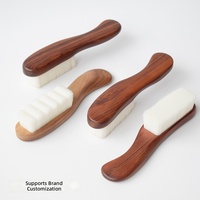 Brosse de nettoyage douce DIY OEM en bois de santal/noyer noir de type S de 16,5 cm, personnalisable pour les marques