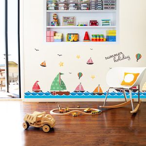 Creatività FAI DA TE Barca Mare Autoadesivi Della Parete Della Decorazione Per la Casa Casa Camera Dei Bambini Bambino Bagno Decorazione Del PVC Del Vinile Autoadesivo Su il Muro - Product Image 4