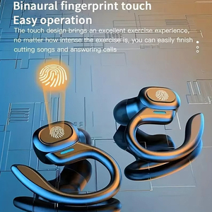 SP16 Earphone TWS nirkabel dengan mikrofon, earbud olahraga Bass Stereo lari waktu siaga panjang, Earphone musik kait telinga - Product Image 2