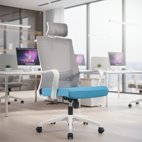 Chaise de bureau ergonomique moderne pivotante en maille avec appui-tête réglable, ensemble de mobilier de luxe en plastique pour personnel, vente en gros