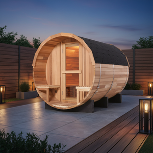 <span class=keywords><strong>Sauna</strong></span> de Cristal Tipo Barril The Estate - Diseño Semicircular de Cedro Rojo con una Potente Estufa de Leña, Diseñada para una Experiencia Panorámica en <span class=keywords><strong>el</strong></span> Jardín - Product Image 3