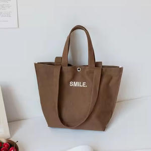 Sac à main en toile de coton coloré personnalisé par un designer Broderie Logo lettre Sac fourre-tout en toile portable pour femmes - Product Image 3