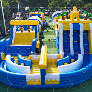 Pista de obstáculos inflable de PVC ecológica barata para adultos y niños con parque infantil de pared de escalada - Product Image 5