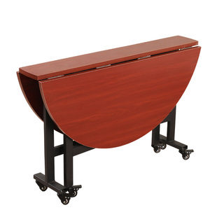 Wooden Modern Home Furniture Apartment Unit <strong>Canteen</strong> Round Folding Dining <strong>Table</strong> with Wheels for Hotel/Villa Use - Product Image 4