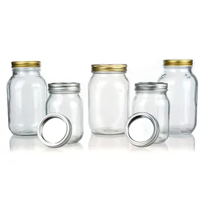 Ready To Ship 200Ml 500Ml Round Sealed Honey Container Glass Mason Jar With Metal Closure
