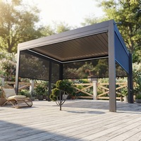 Pergola Bioclimatique Motorisée à Lames Orientables en Alliage d'Aluminium - Imperméable, Résistante au Vent, Thermolaquée, Facile à Assembler, Style Naturel Chinois