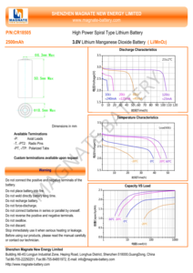 Batteries au lithium primaires cylindriques 3V LiMnO2 de qualité industrielle : <span class=keywords><strong>CR2</strong></span>, CR14505, CR18505, CR17505, CR26500, LiMnO2 CR34615, CR9V - Product Image 5
