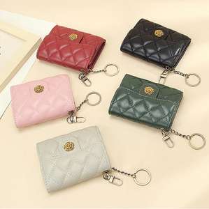 קלאסי פרח קמליליה קלאסי פרח פרח חתוך חתוך בעל כרטיס שטוח מעצב נשים בעל כרטיס עור אמיתי - Product Image 3