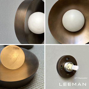 Lampada <span class=keywords><strong>da</strong></span> <span class=keywords><strong>Parete</strong></span> Retrò di Alta Gamma per Caffetteria, Soggiorno e Comodino, in Bronzo e Alabastro, <span class=keywords><strong>Design</strong></span> Moderno e Decorativo - Product Image 5
