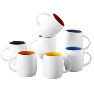 Double moule en céramique blanc à l'intérieur, pièces, tasse personnalisée en porcelaine, couleur assortie, avec poignée