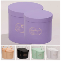 Boîte Cadeau Personnalisée Portable en Papier, Seau Rond pour Fleurs, Boîtes à Roses pour la Saint-Valentin avec Corde, pour Mariages et Fêtes