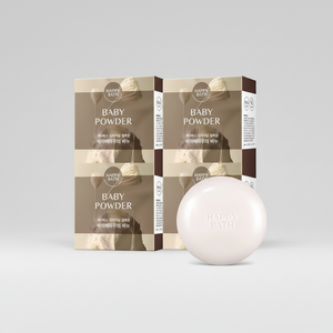 Savon solide Happy Bath Collection Originale, parfum poudre pour bébé, 90g, lot de 4, prix réduit ! - Product Image 1