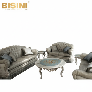 Ensemble de canapés capitonnés de luxe raffiné, fabriqué à la main en Italie, confortable, canapé 3 places avec table basse en nacre - Product Image 1