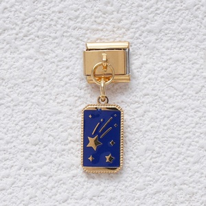 Al por mayor Dijes de Acero Inoxidable Bañados en Oro de 18k con Esmalte de Color, Diseño de Luna y Corazón, Dije Italiano para Pulsera - Product Image 6