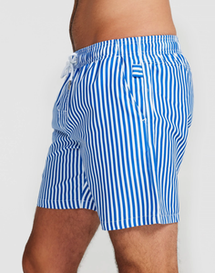 <span class=keywords><strong>Shorts</strong></span> de Baño para Hombre, Diseño Personalizado y Logotipo, Tela Ecológica, Casual, Azul Medio con Rayas Blancas, Secado Rápido, con Bolsillos, Venta al Por Mayor - Product Image 4