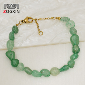 ZOGXIN Green Natural Stone Bracelet Gold Clasp Unisex Fashion Jewelry Gift - Product Image 1