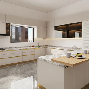 Mobili da Cucina Moderni in <span class=keywords><strong>Vendita</strong></span>, Finitura Opaca Bianca Antigraffio, Armadietti su Misura per Progetti e Abitazioni - Product Image 1
