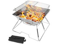 Réchaud de camping portable en acier inoxydable pliable pour pique-niques, randonnée et feux de camp, avec pieds