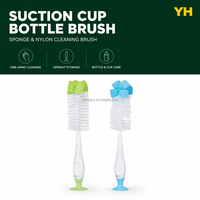 Brosse de nettoyage 2-en-1 personnalisée pour bouteilles d'eau avec embout éponge détachable et base à ventouse pour biberons et gobelets – Vente en gros