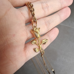 <span class=keywords><strong>Collana</strong></span> con Ciondolo VAF da 24 Pollici in Acciaio Inossidabile 316L, Collezione <span class=keywords><strong>Oro</strong></span>, con Pugnale, Fulmine, Ali, Bussola e <span class=keywords><strong>Rosa</strong></span>, a Forma di Fiore - Product Image 5