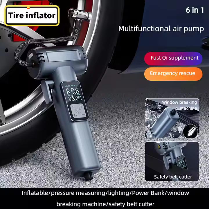 Wireless Portable Air Pump with Window Deflator & Inflator Function, High-Efficiency, Rechargeable Battery Operated