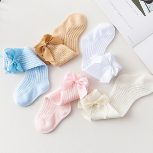 Chaussettes hautes antidérapantes en coton pour bébé fille, avec nœud, pour nouveau-né et nourrisson - Product Image 3