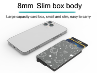 Porte-cartes de crédit en aluminium à motif spatial mignon, 3 compartiments, sans fermeture, blocage RFID, portefeuille minimaliste