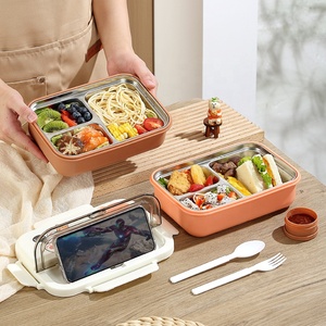 Boîte à lunch populaire en acier inoxydable 304 pour adultes et étudiants avec couvercle en plastique pour <span class=keywords><strong>Amazon</strong></span> Cross-Border Ins <span class=keywords><strong>Bento</strong></span> <span class=keywords><strong>Bento</strong></span> Box - Product Image 2