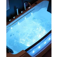 Baignoire Balnéo Jacuzzi avec Protection Anti-Fuite, Lumière LED Couleurs, Jets et Cascade Massage