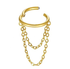 Bijoux à la mode Implant Grade Titane Segment Anneau Articulé Helix <span class=keywords><strong>Tragus</strong></span> <span class=keywords><strong>Oreille</strong></span> <span class=keywords><strong>Piercing</strong></span> <span class=keywords><strong>Double</strong></span> Chaîne Dangling Nez Clicker Anneau - Product Image 2