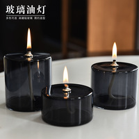 Lampe à huile cylindrique en verre borosilicate, décoration d'intérieur européenne, porte-bougies, lanternes, pots à bougies