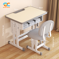 Escritorio de Estudio Ergonómico Certificado por Fábrica, Altura Ajustable, Marco Blanco y Gris, Sillas y Mesas Escolares, Estante de Almacenamiento