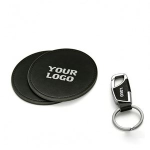 Posavasos Redondos de Cuero PU con Logotipo Personalizado al por Mayor para Bebidas, Té y Café, para Hoteles, Regalos Promocionales y Empresariales - Product Image 1