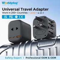 Adaptateur de voyage universel Worldplug, tous ports, charge rapide 20W, prise internationale, chargeur de voyage mondial US UK EU AUS